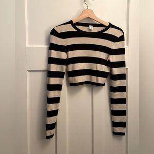 Striped Long Sleeve Crop Top
